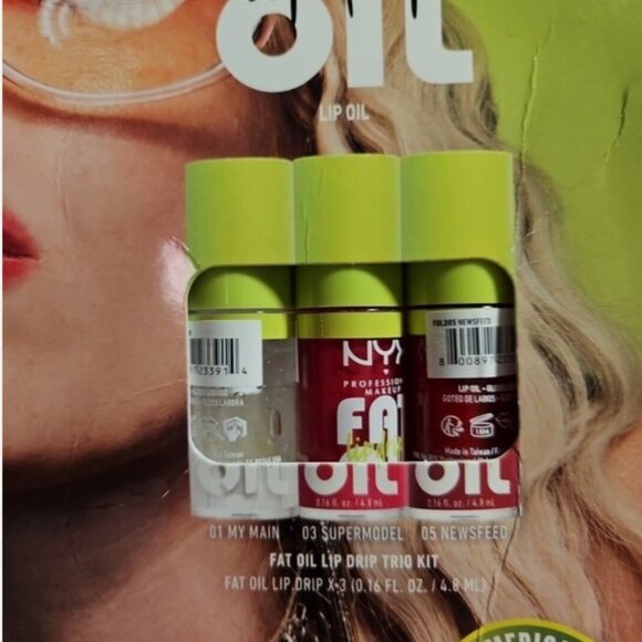 NYX Professional Makeup Fat Oil Lip Drip Vegan Lip Oil 3 Pack 0.16 /.8 ml Sealed - Picture 2 of 2